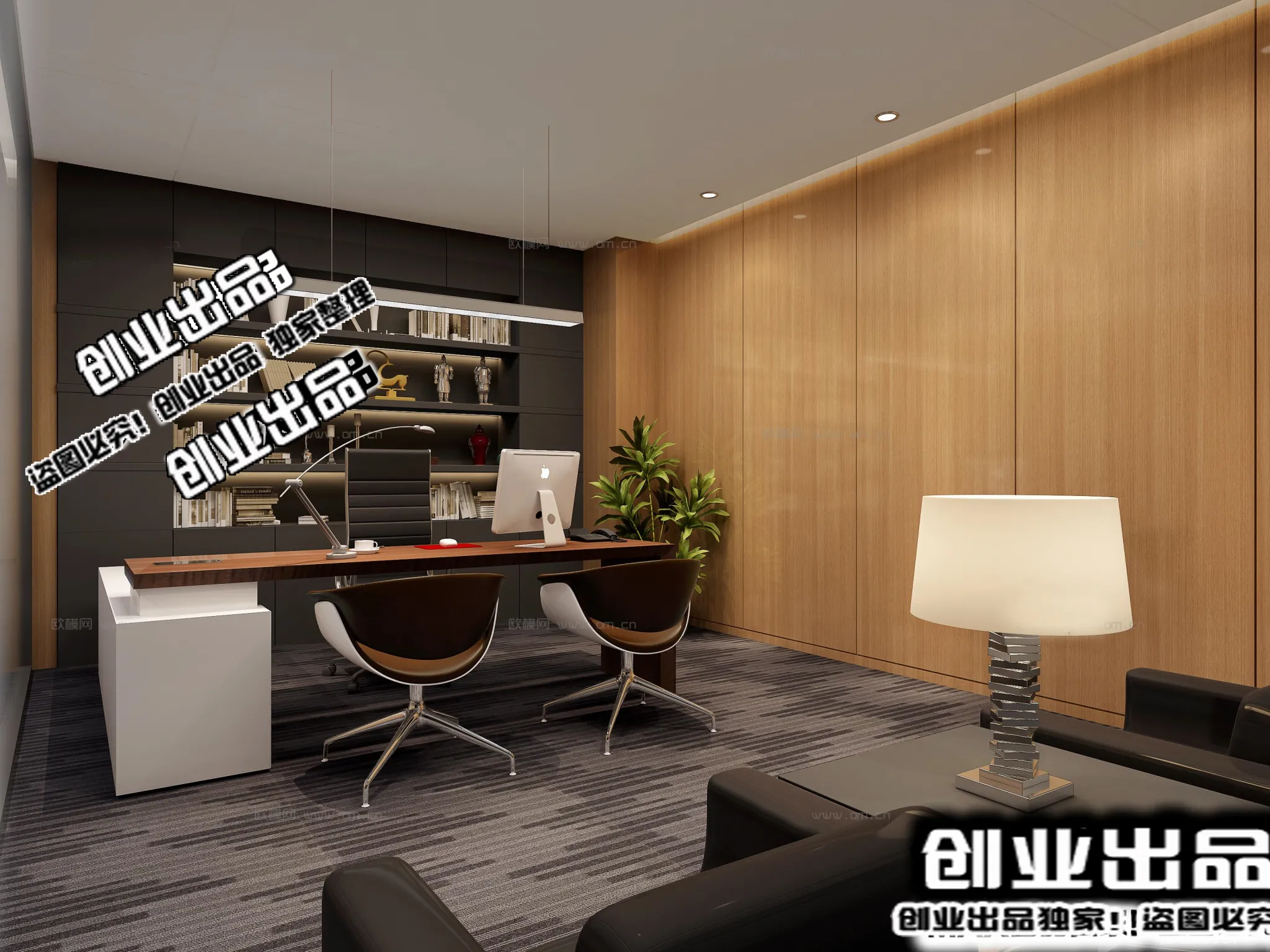 3D OFFICE INTERIOR (VRAY) – MANAGER ROOM 3D SCENES – 135