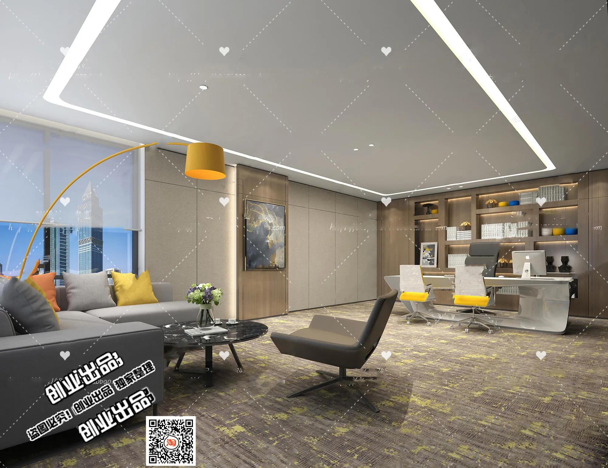 3D OFFICE INTERIOR (VRAY) – MANAGER ROOM 3D SCENES – 155