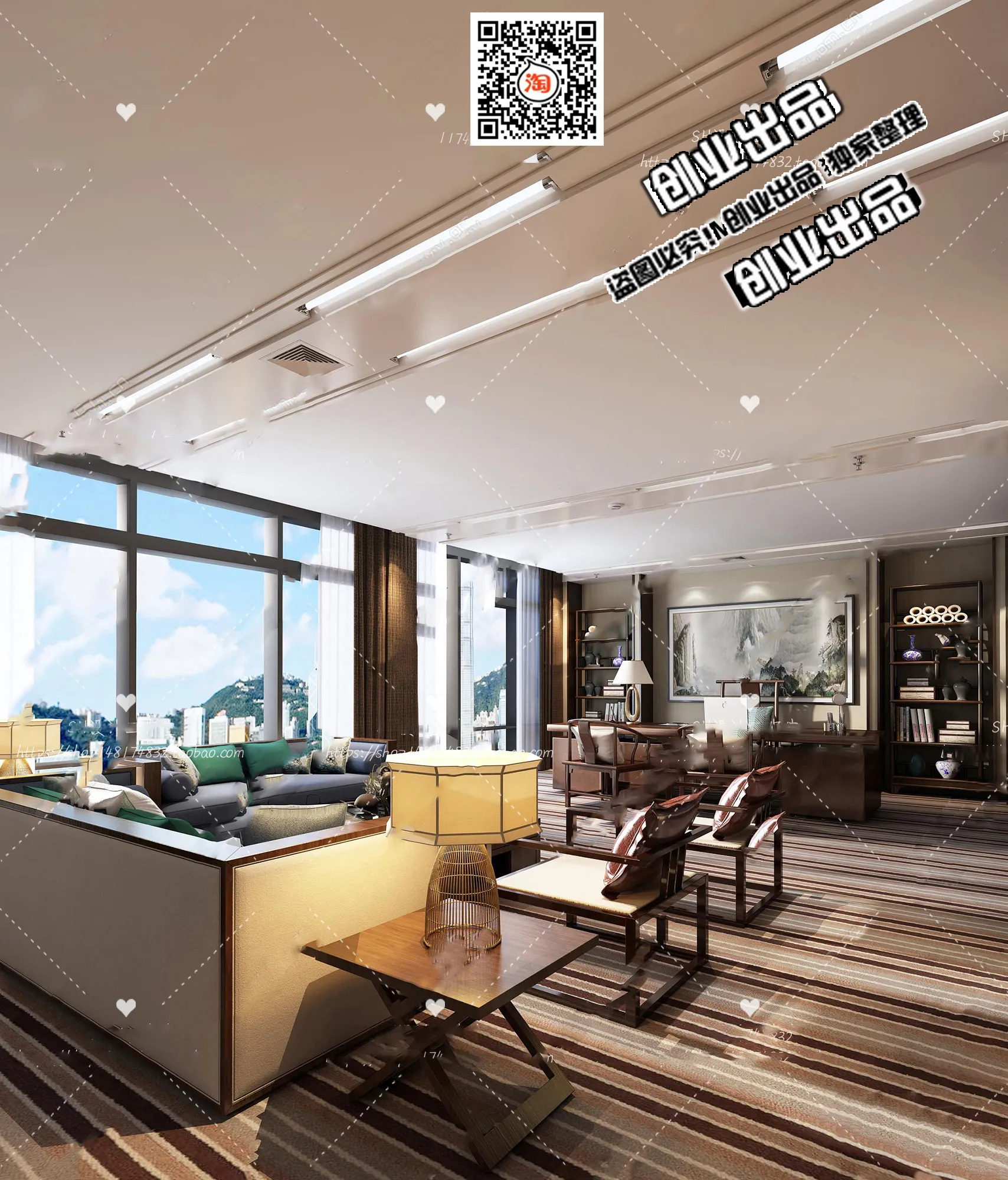 3D OFFICE INTERIOR (VRAY) – MANAGER ROOM 3D SCENES – 161