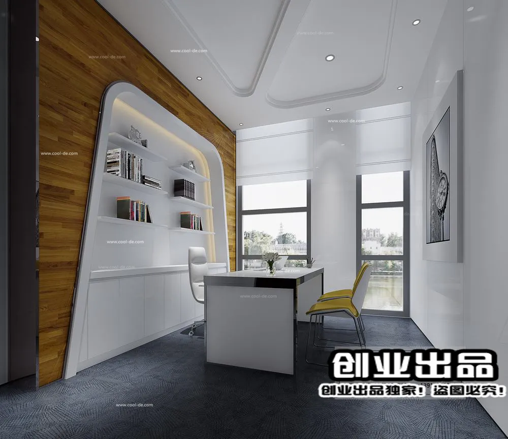 3D OFFICE INTERIOR (VRAY) – MANAGER ROOM 3D SCENES – 163