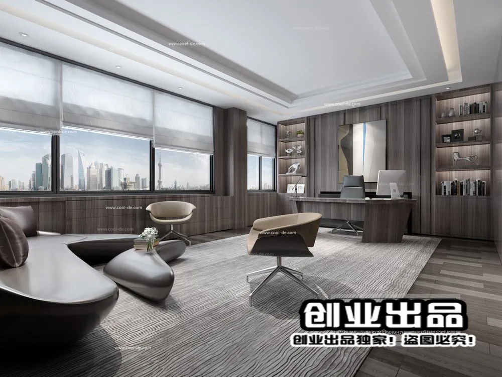 3D OFFICE INTERIOR (VRAY) – MANAGER ROOM 3D SCENES – 165