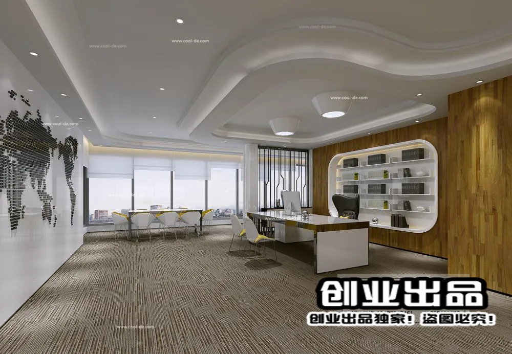 3D OFFICE INTERIOR (VRAY) – MANAGER ROOM 3D SCENES – 166