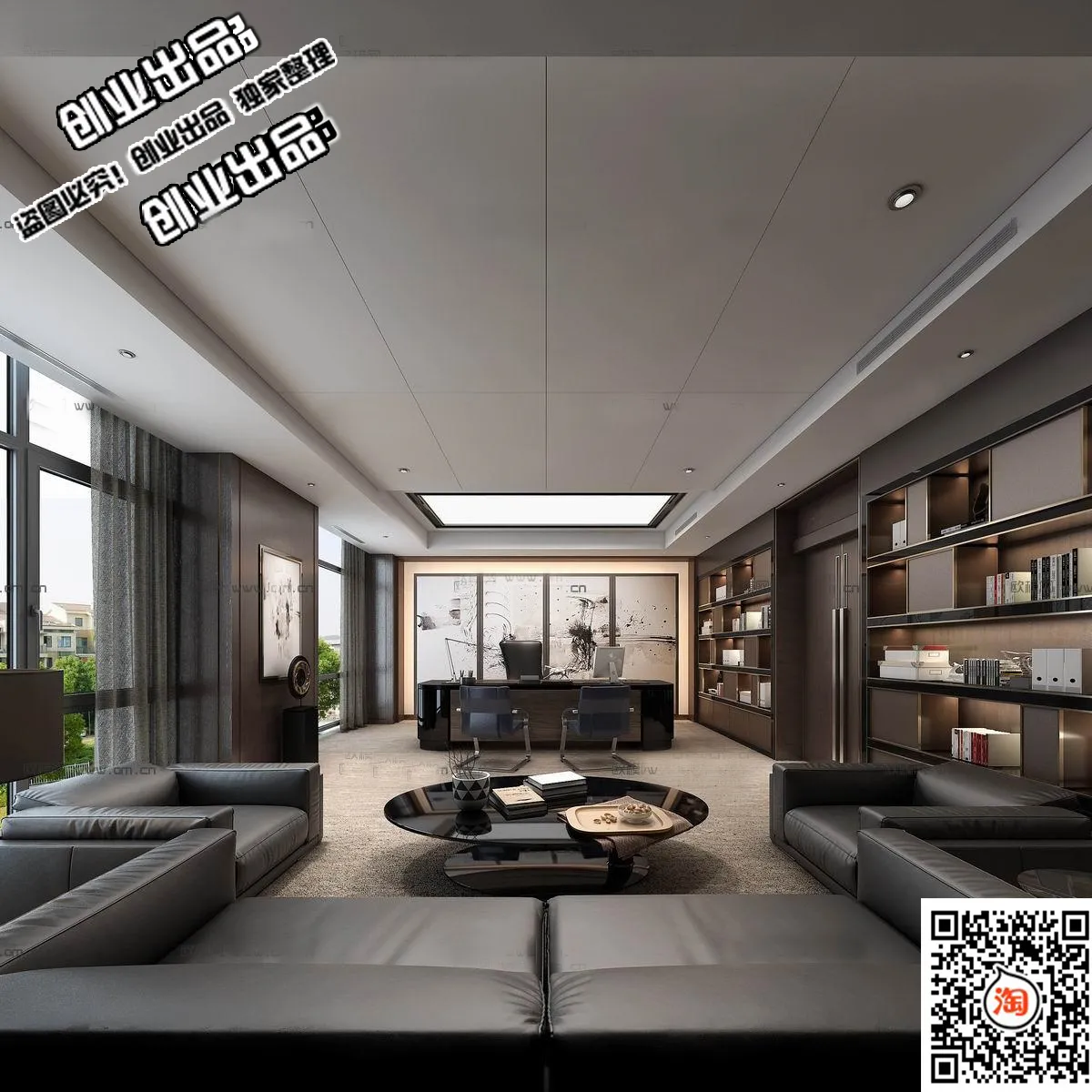 3D OFFICE INTERIOR (VRAY) – MANAGER ROOM 3D SCENES – 167