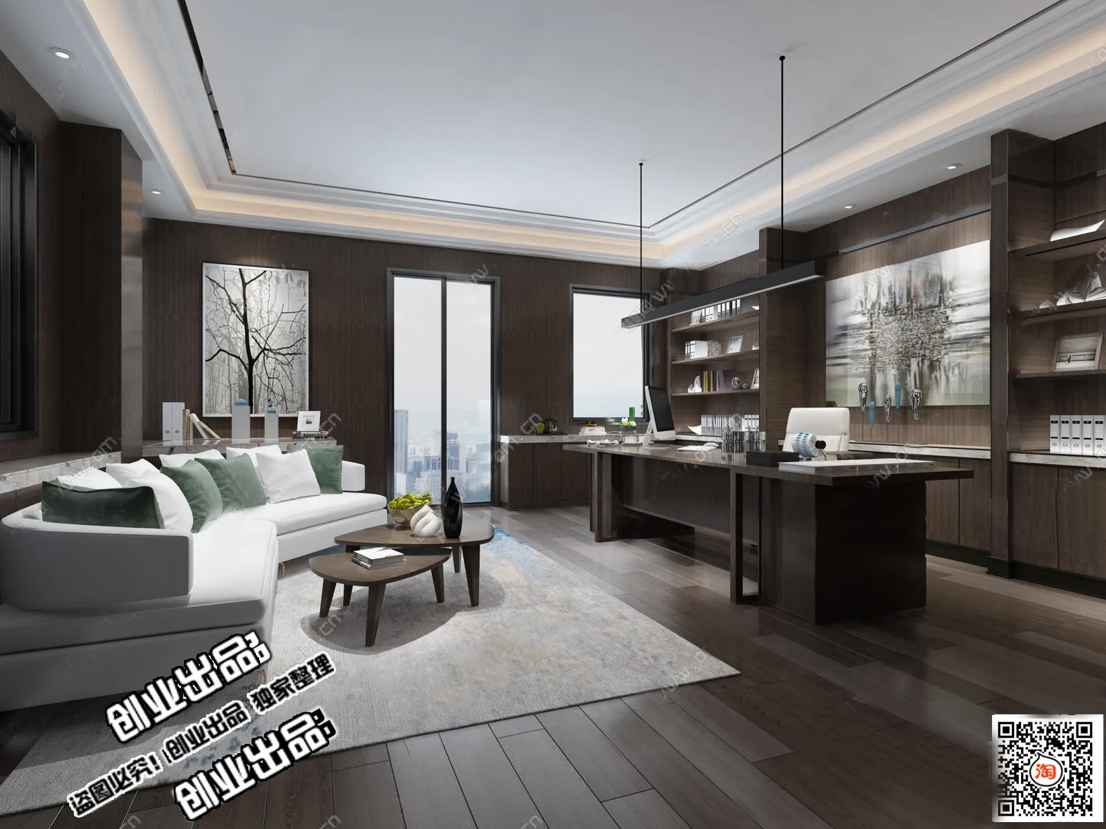 3D OFFICE INTERIOR (VRAY) – MANAGER ROOM 3D SCENES – 168