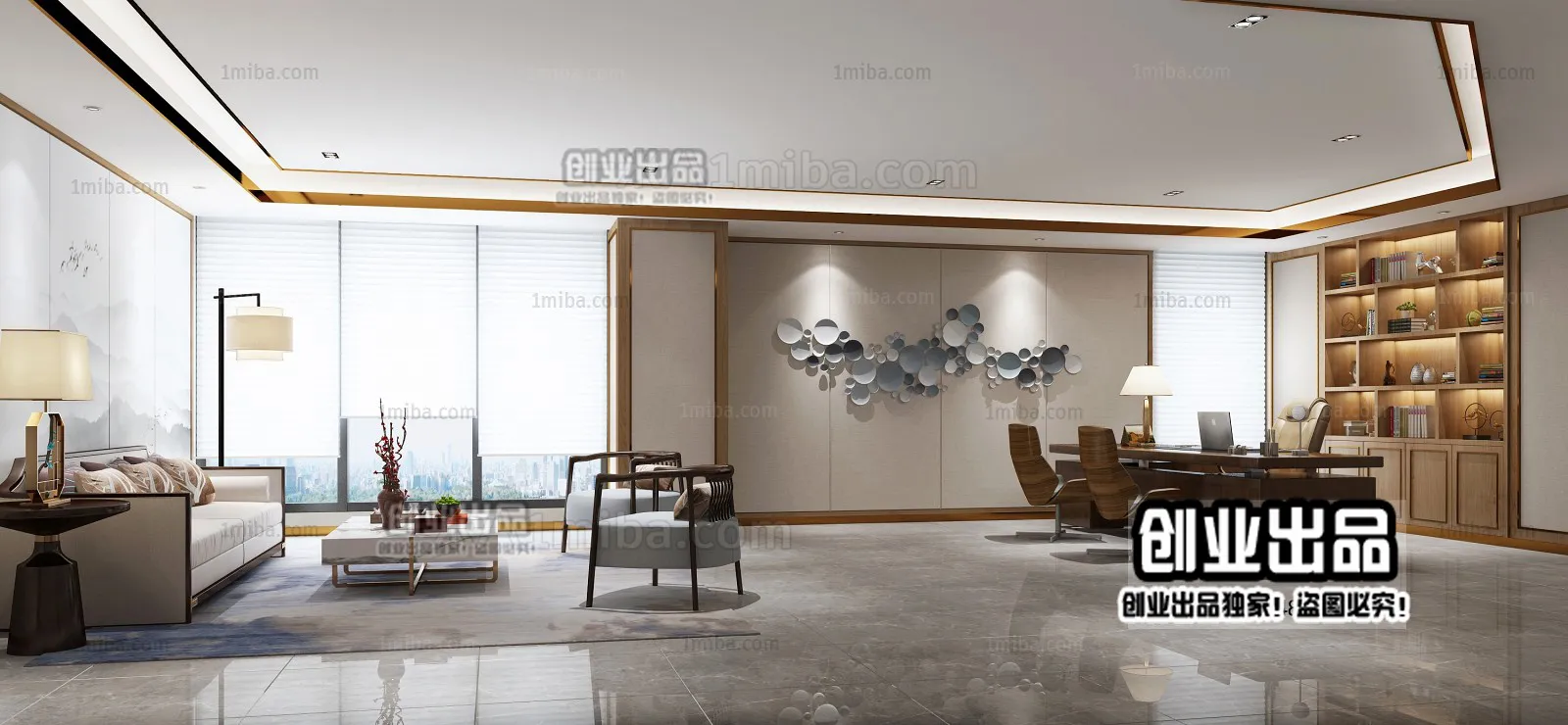 3D OFFICE INTERIOR (VRAY) – MANAGER ROOM 3D SCENES – 176