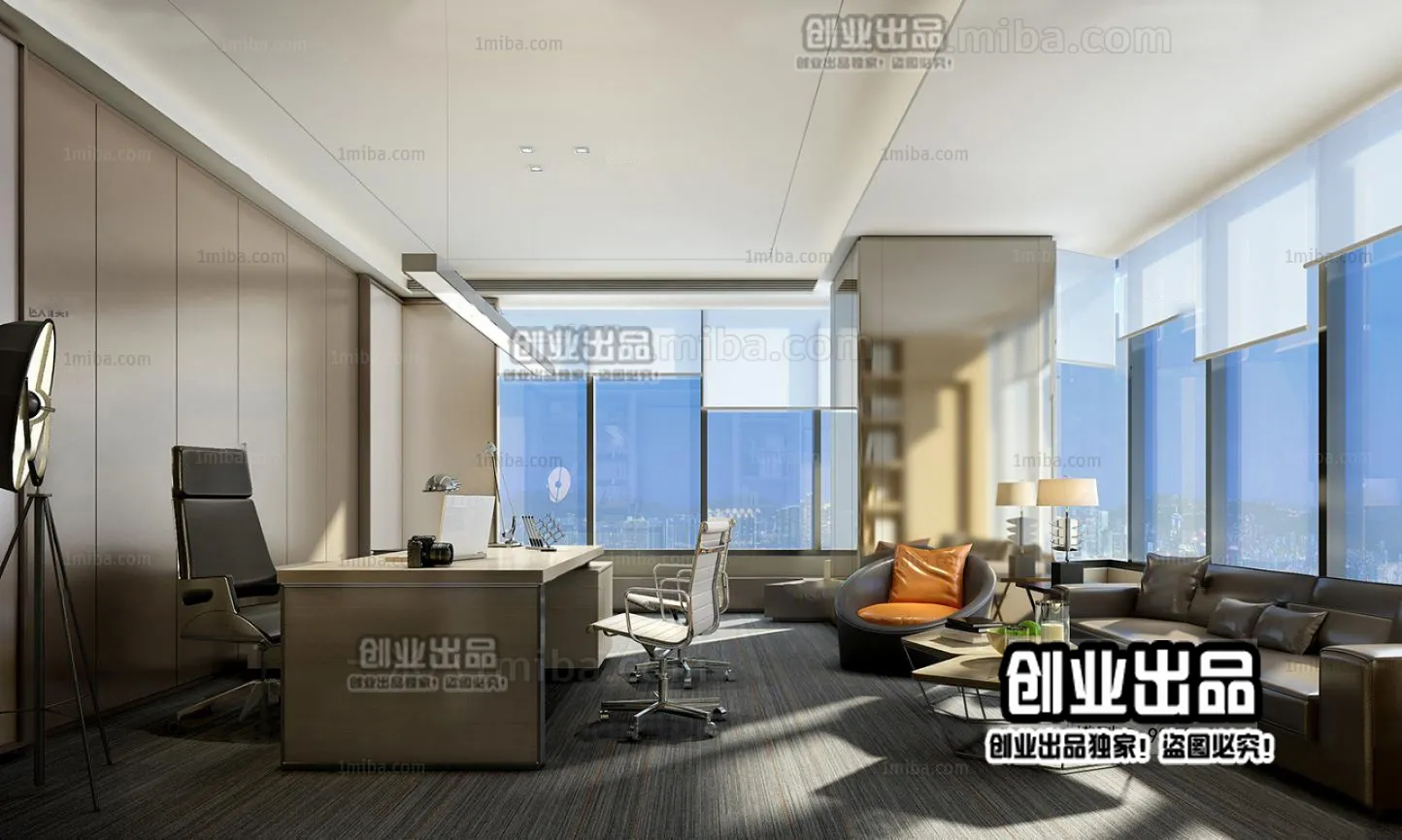 3D OFFICE INTERIOR (VRAY) – MANAGER ROOM 3D SCENES – 178