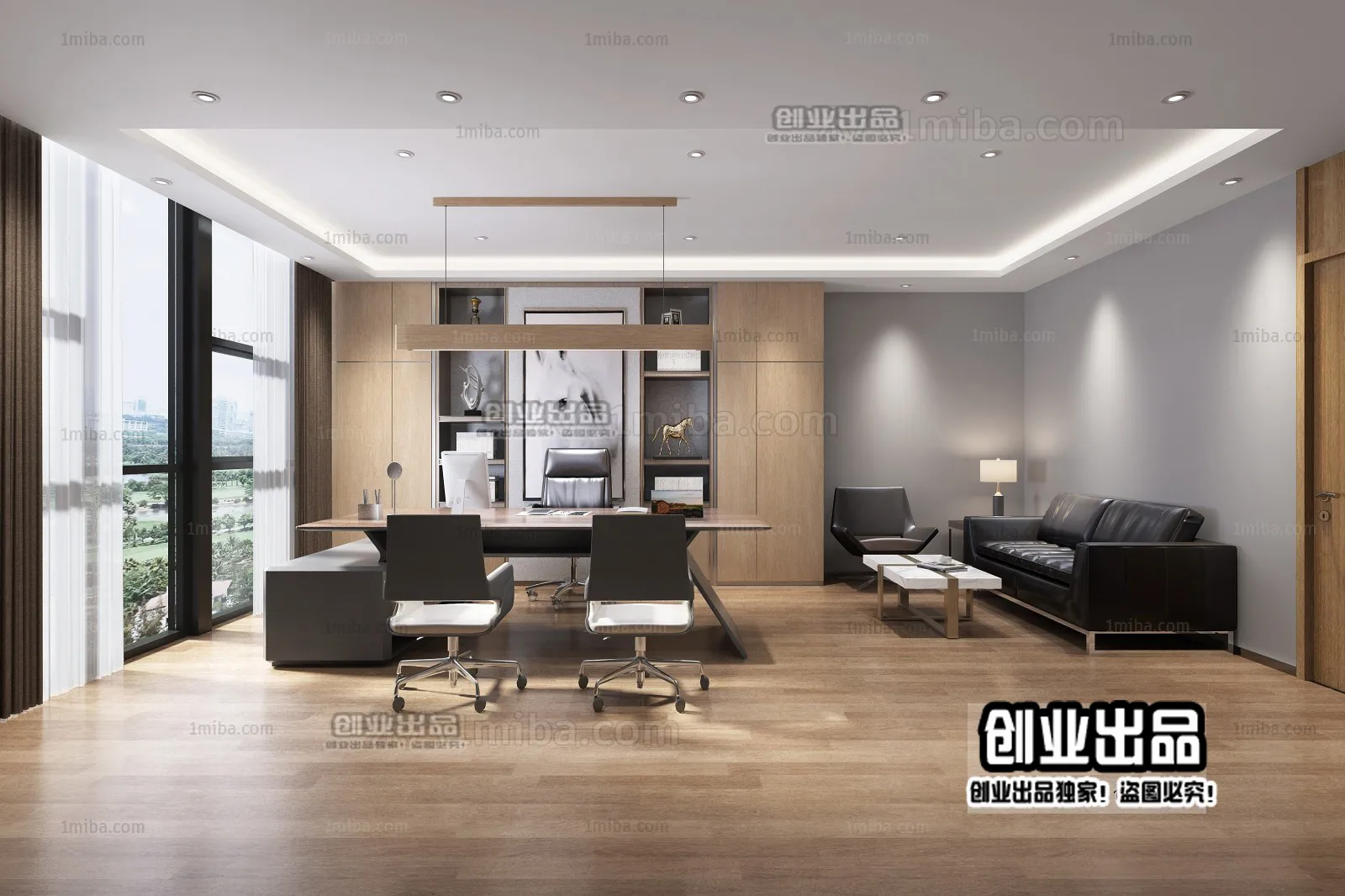 3D OFFICE INTERIOR (VRAY) – MANAGER ROOM 3D SCENES – 180