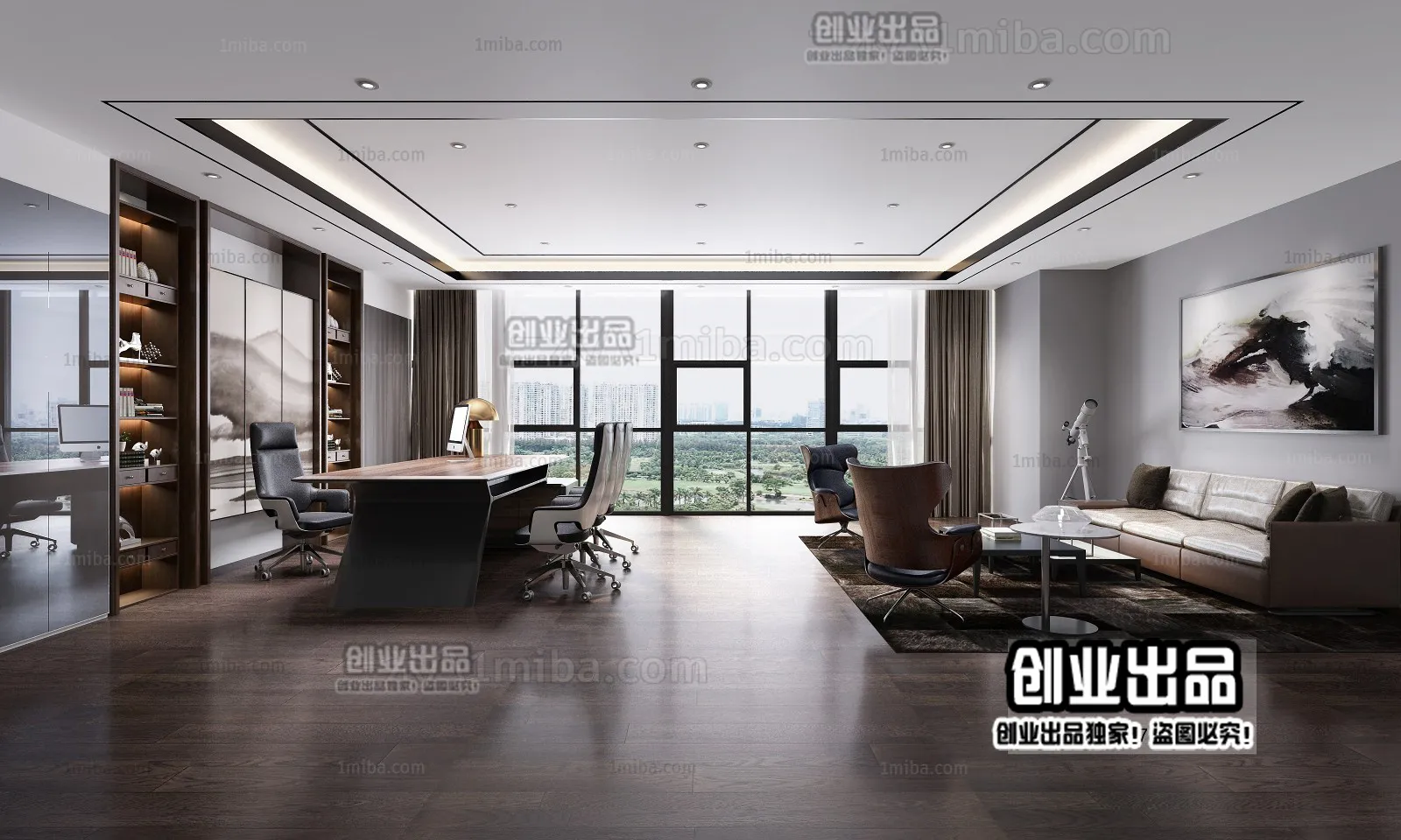 3D OFFICE INTERIOR (VRAY) – MANAGER ROOM 3D SCENES – 181
