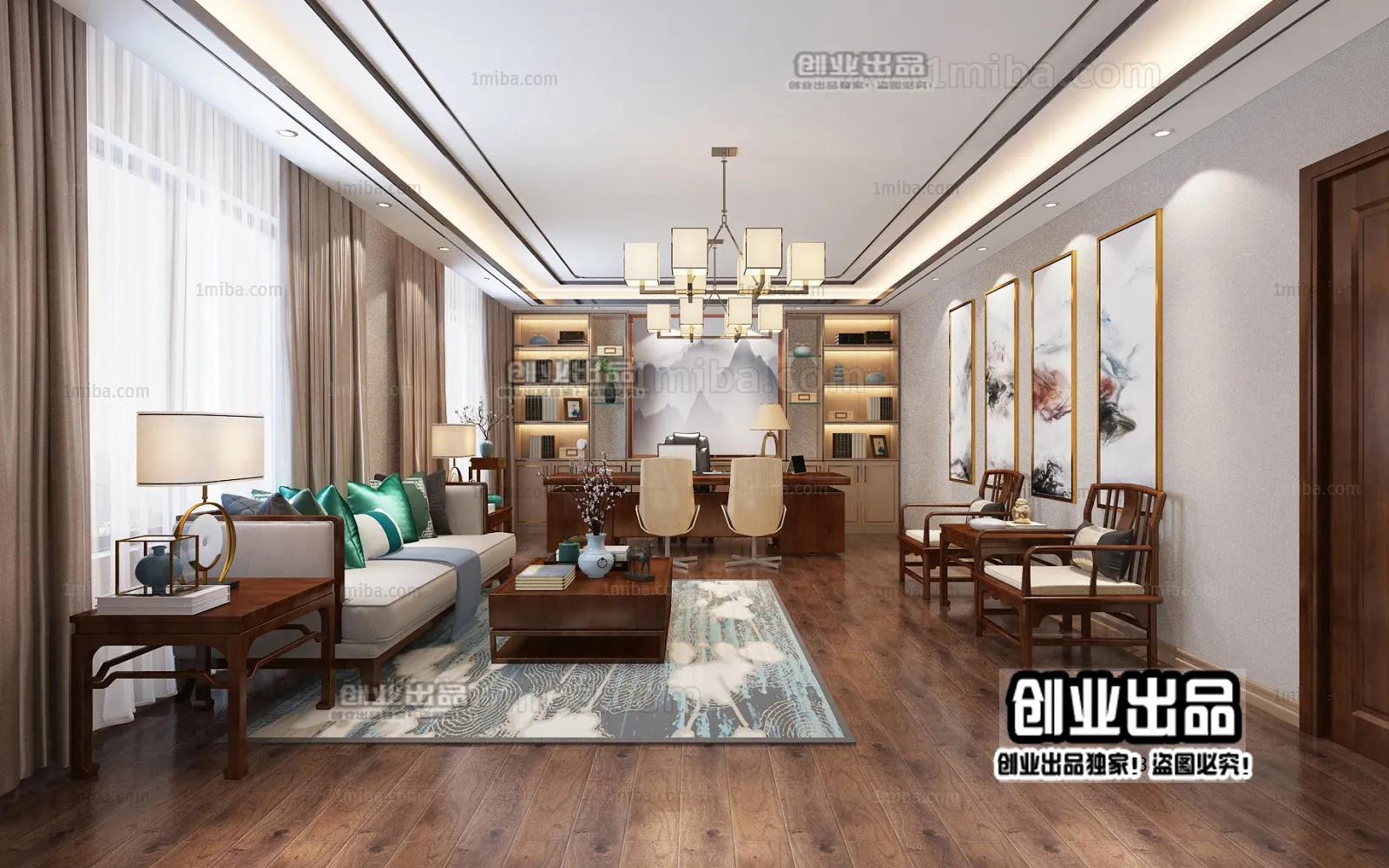 3D OFFICE INTERIOR (VRAY) – MANAGER ROOM 3D SCENES – 182