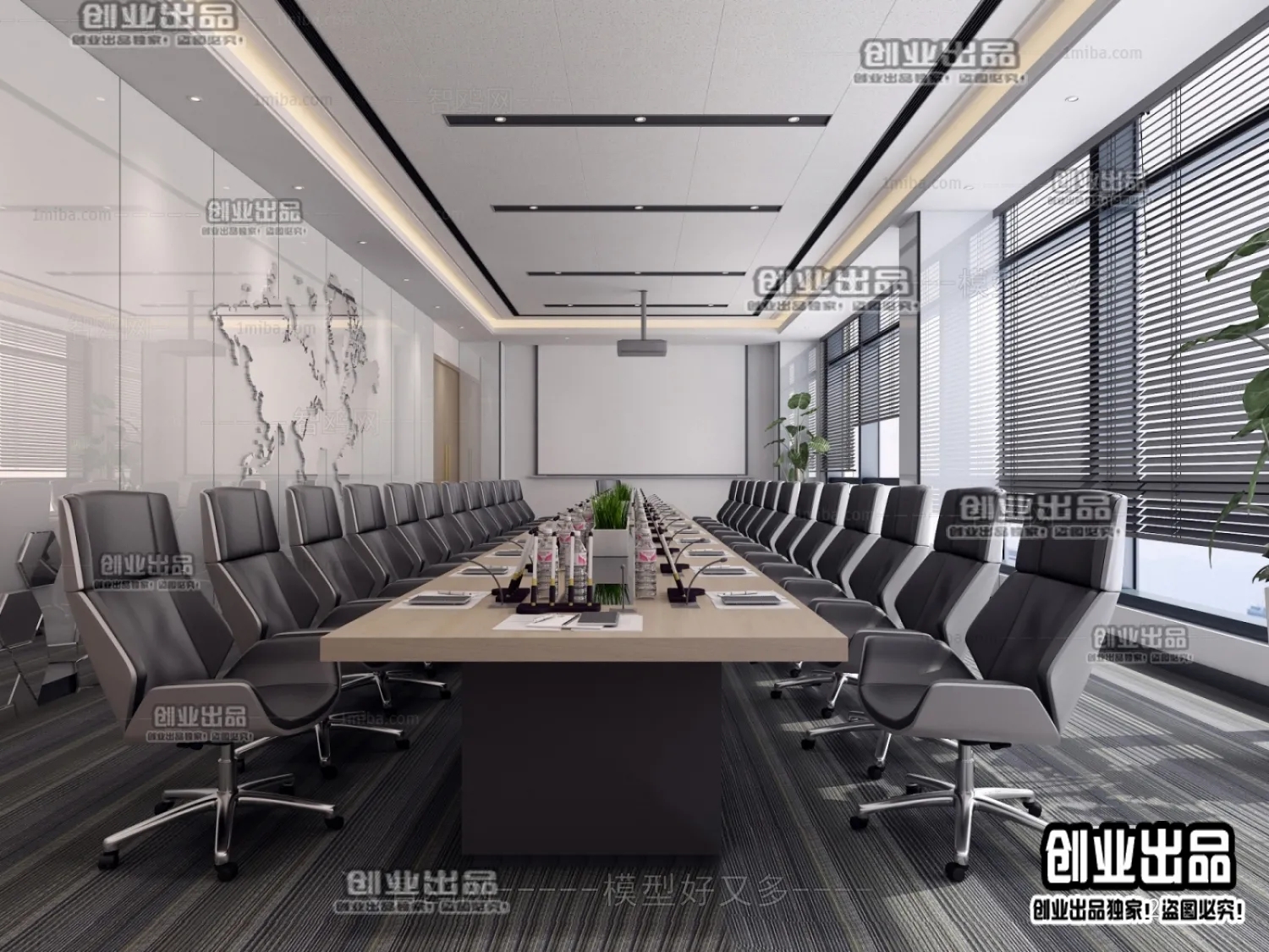 3D OFFICE INTERIOR (VRAY) – MEETING ROOM 3D SCENES – 013