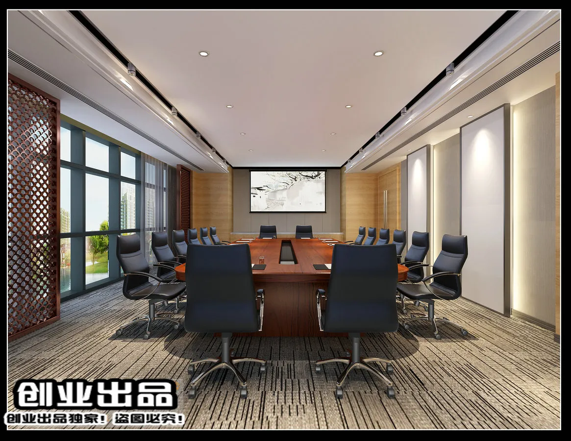 3D OFFICE INTERIOR (VRAY) – MEETING ROOM 3D SCENES – 014