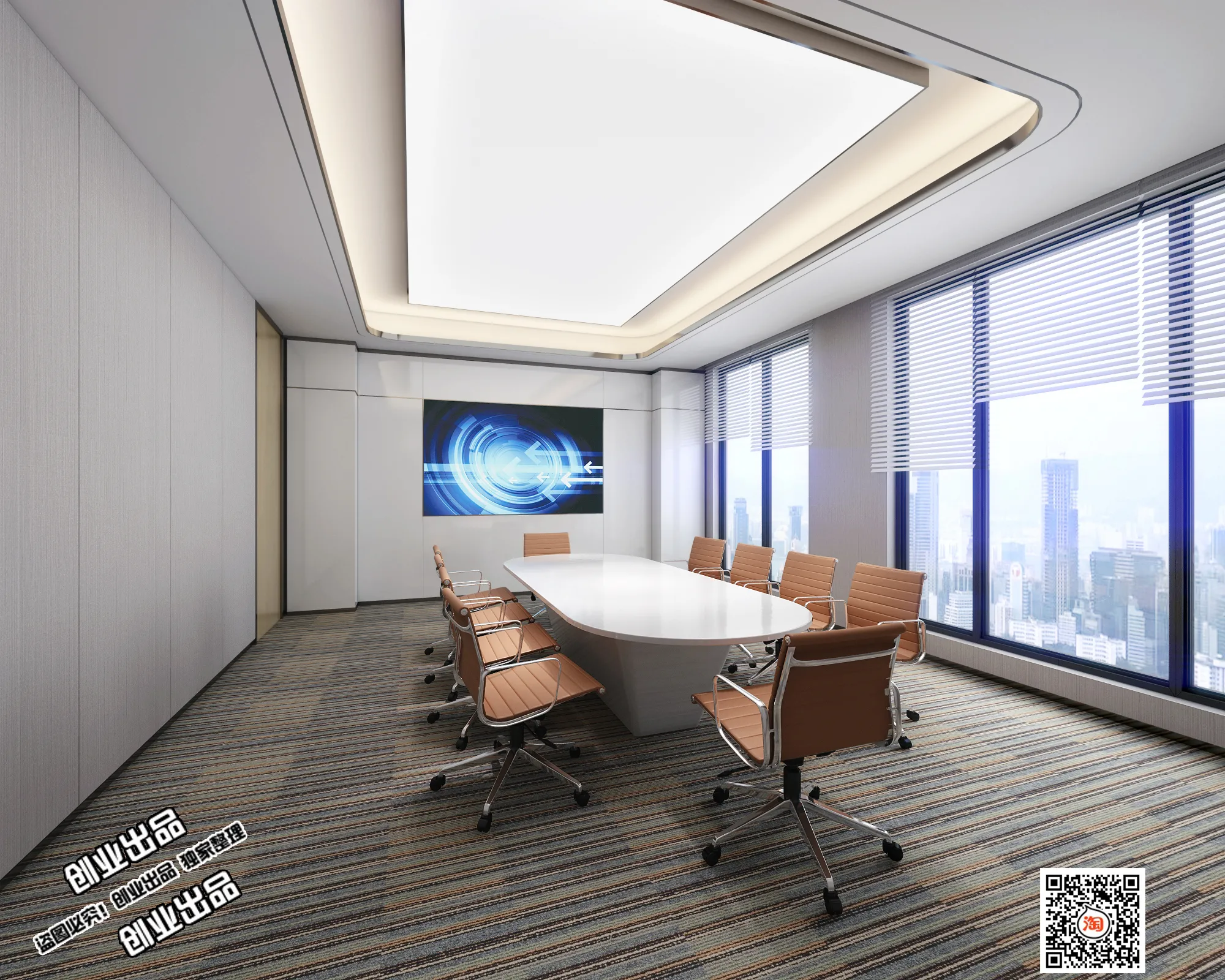 3D OFFICE INTERIOR (VRAY) – MEETING ROOM 3D SCENES – 018