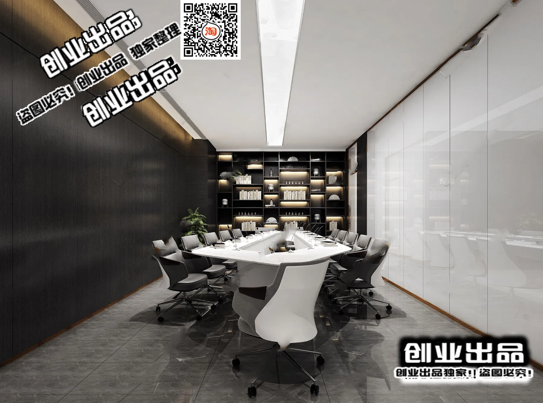 3D OFFICE INTERIOR (VRAY) – MEETING ROOM 3D SCENES – 047