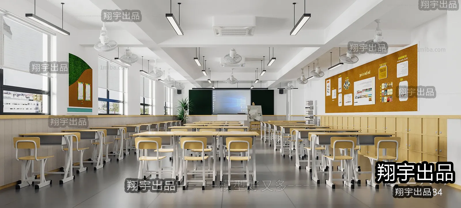 3D SCHOOL INTERIOR (VRAY) – CLASSROOM 3D SCENES – 001