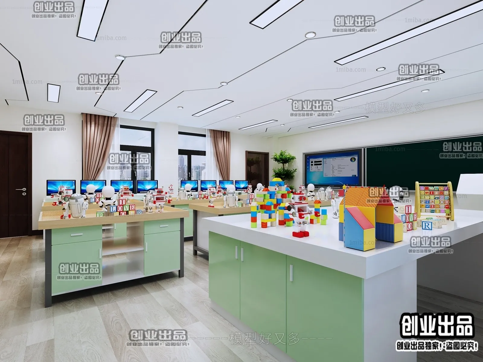 3D SCHOOL INTERIOR (VRAY) – CLASSROOM 3D SCENES – 008