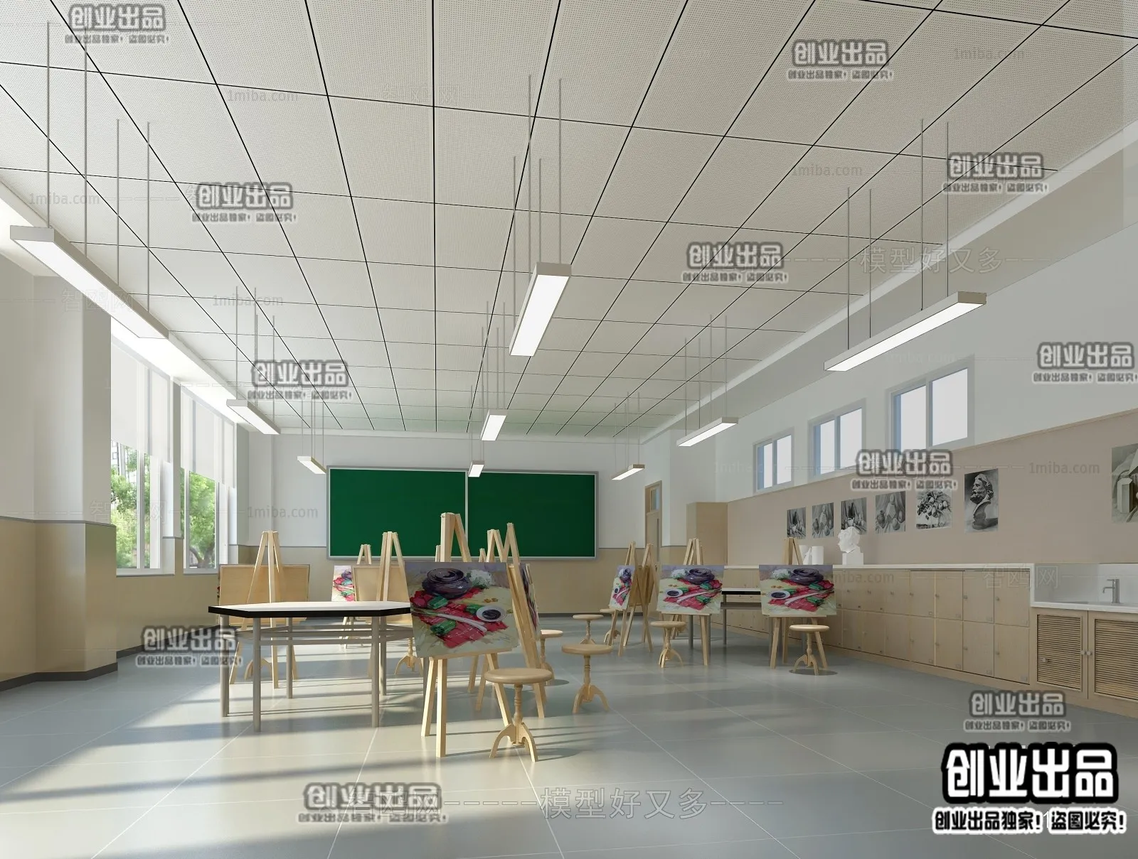 3D SCHOOL INTERIOR (VRAY) – CLASSROOM 3D SCENES – 011