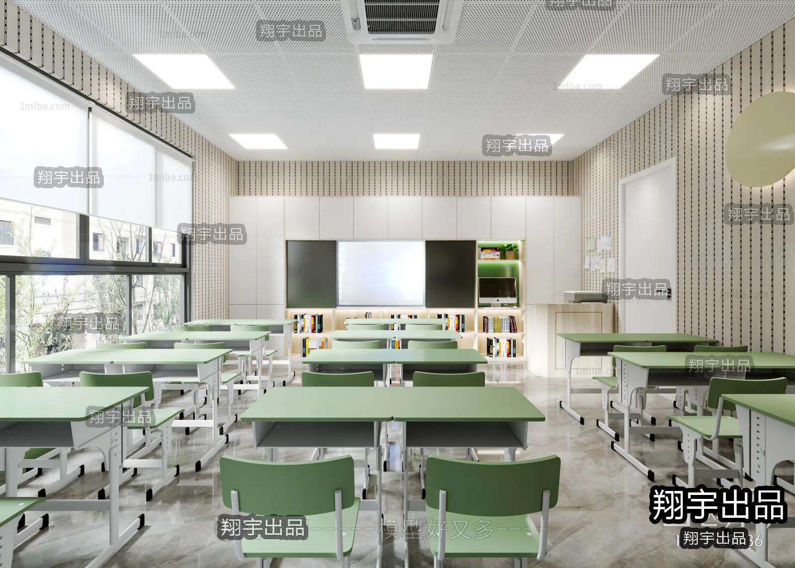 3D SCHOOL INTERIOR (VRAY) – CLASSROOM 3D SCENES – 012