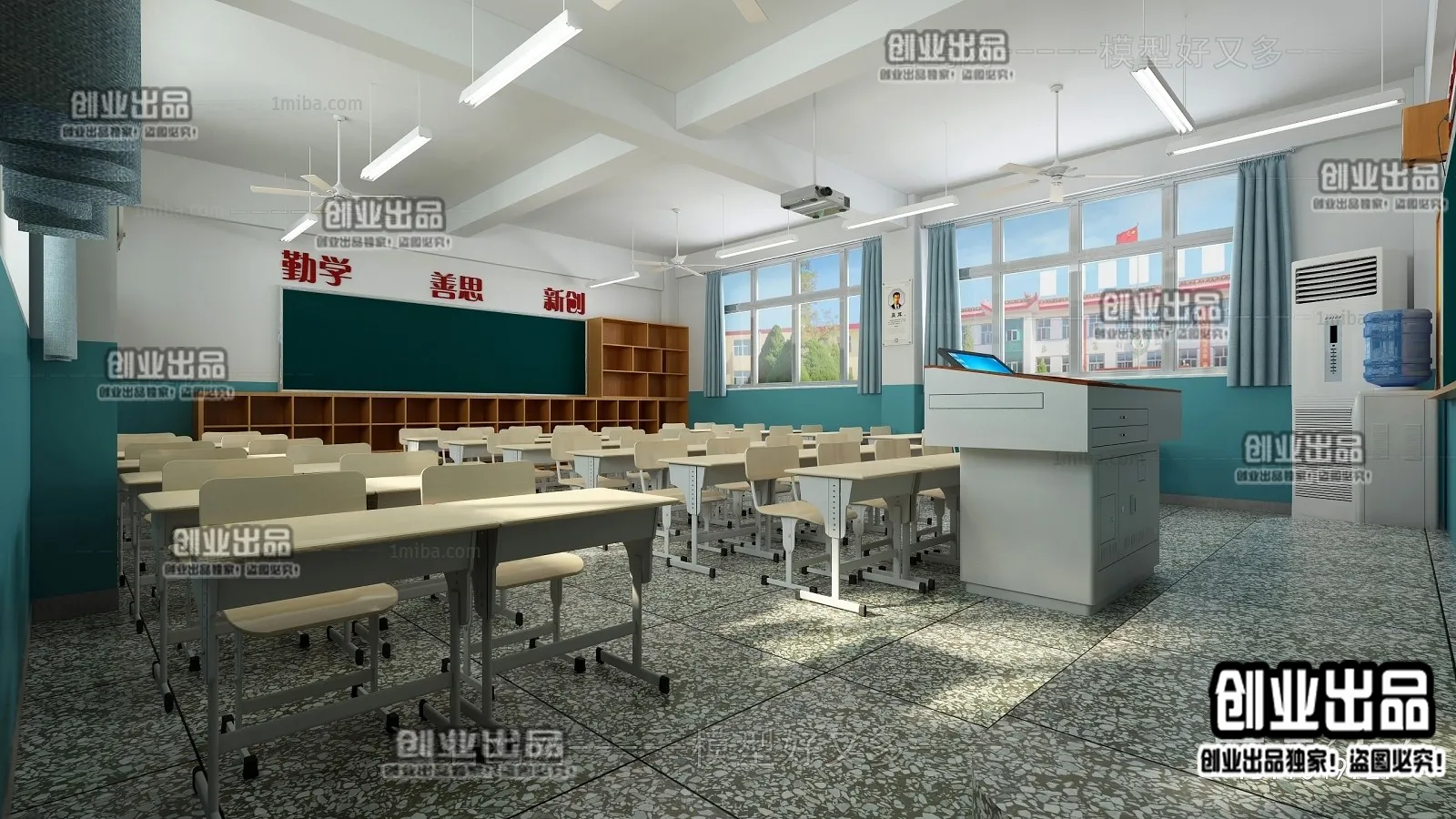 3D SCHOOL INTERIOR (VRAY) – CLASSROOM 3D SCENES – 016