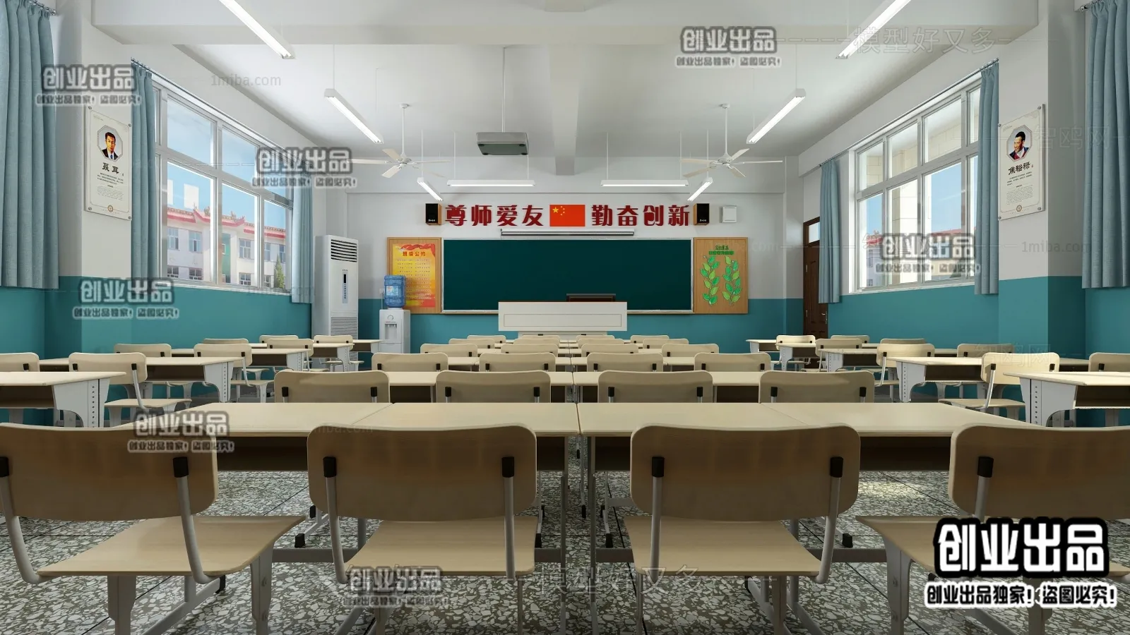 3D SCHOOL INTERIOR (VRAY) – CLASSROOM 3D SCENES – 018