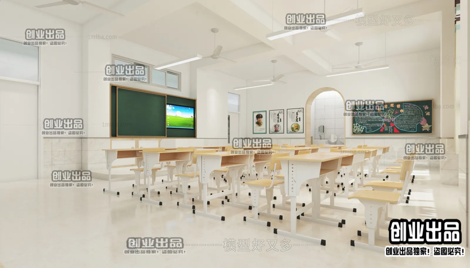3D SCHOOL INTERIOR (VRAY) – CLASSROOM 3D SCENES – 020