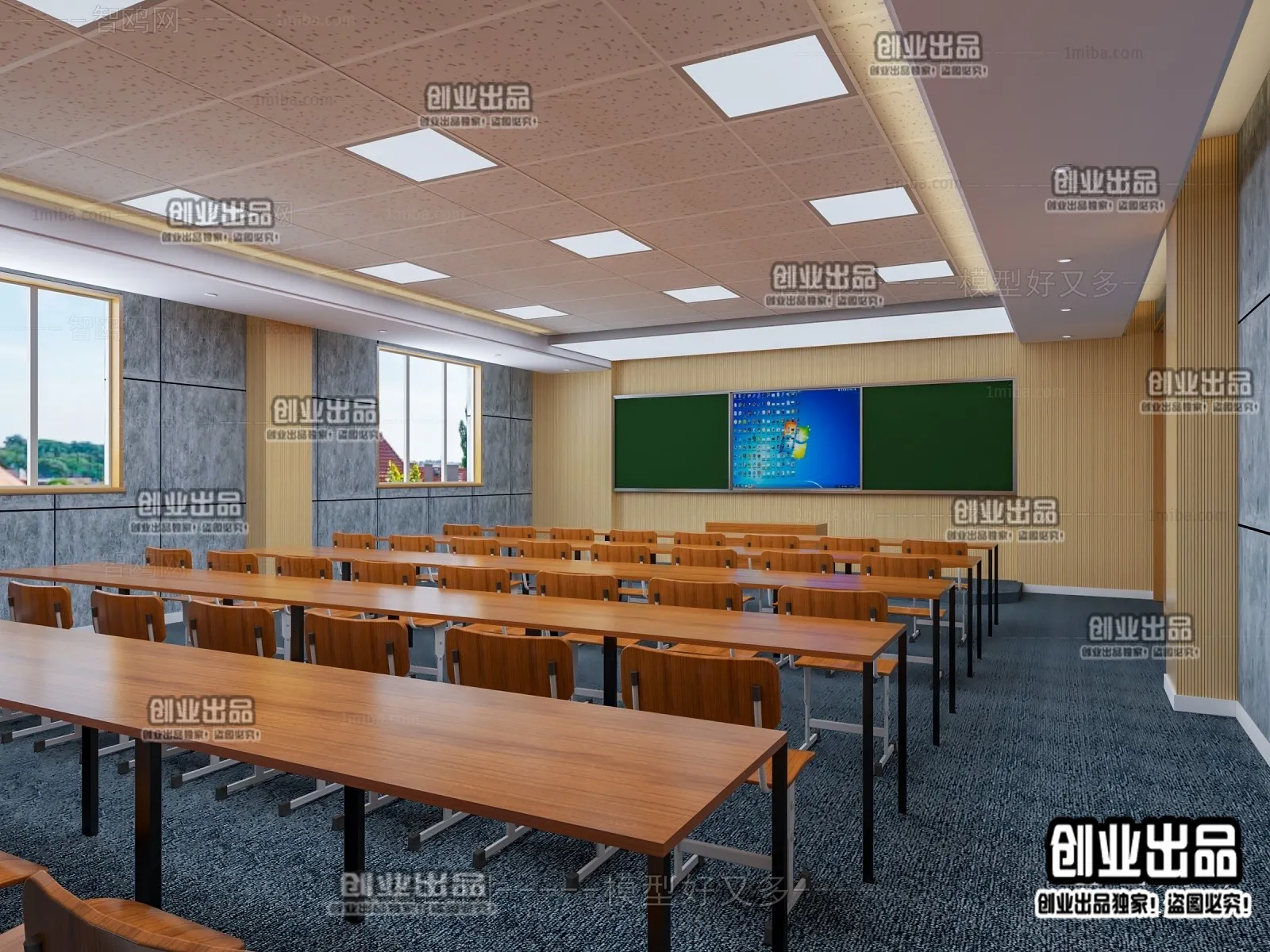 3D SCHOOL INTERIOR (VRAY) – CLASSROOM 3D SCENES – 026
