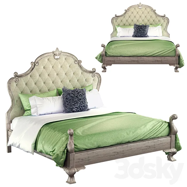 Campania Upholstered Panel Bed 3DS Max - thumbnail 3