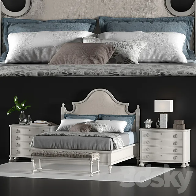 LEXINGTON ARBOR HILLS UPHOLSTERED BED OYSTER BAY 3DS Max - thumbnail 3