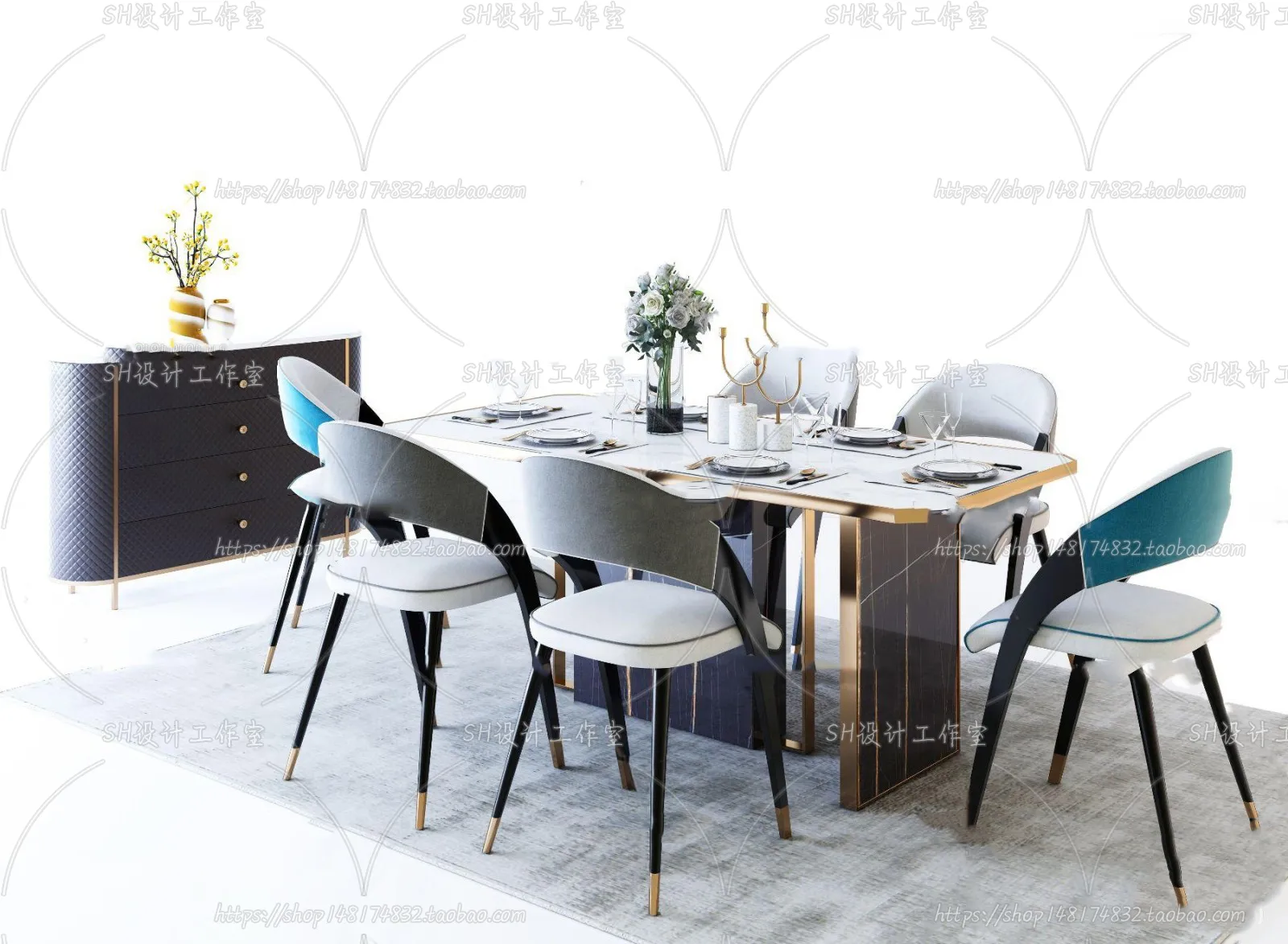 Table And Chairs – 3D Models – 0775