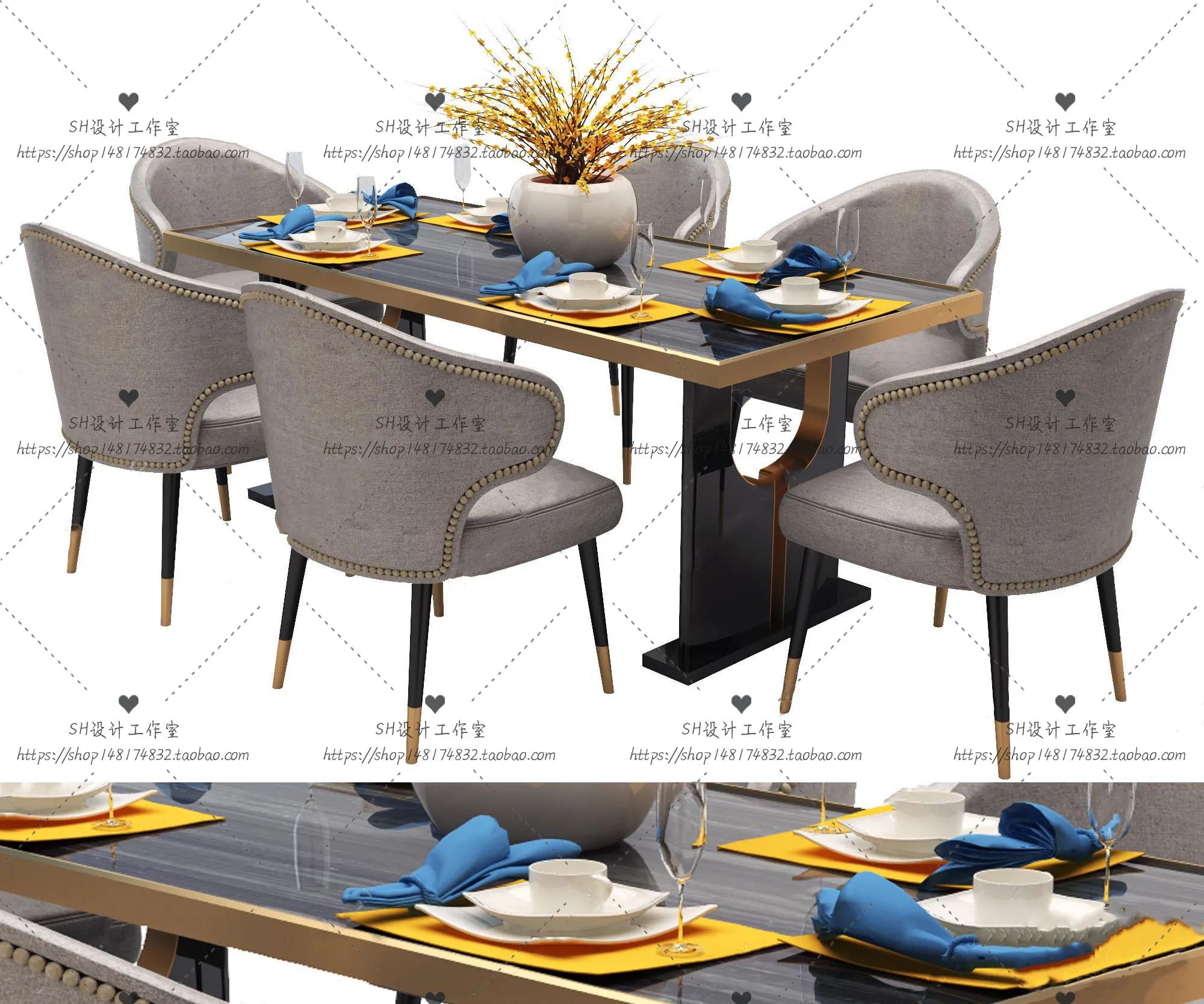Table And Chairs – 3D Models – 0988
