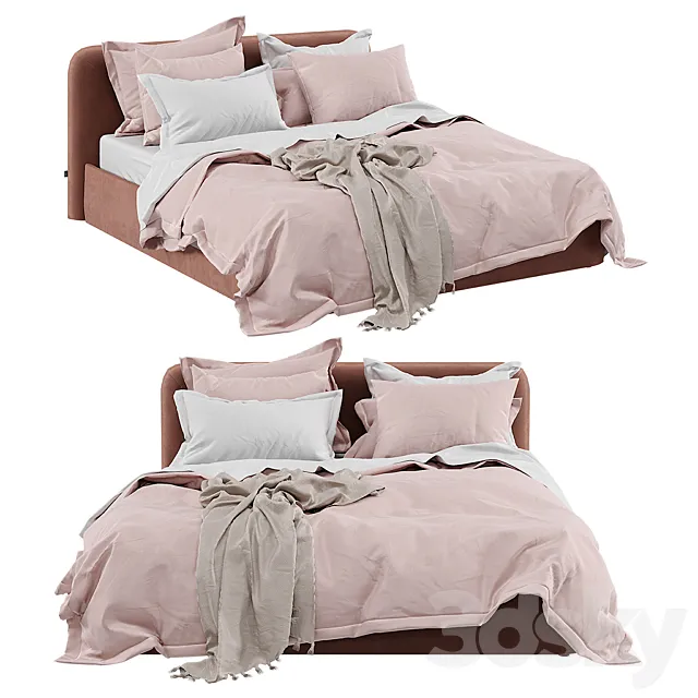 Bolzan letti Joy Box Bed and Adairs Bamboo Violet Quilt Cover 3DS Max - thumbnail 3