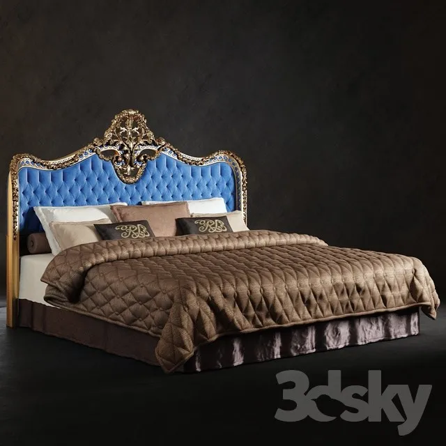 Bed with Oak Lucretia Heabord 3DS Max - thumbnail 3
