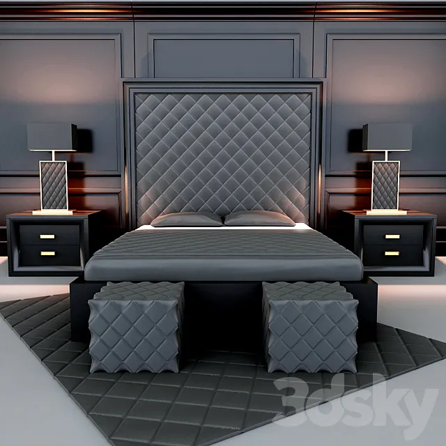 bedroom set 3DS Max - thumbnail 3