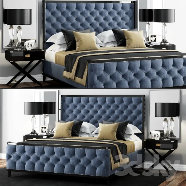 Bed LuXeo USA Kensington Queen Tufted 3DS Max - thumbnail 3