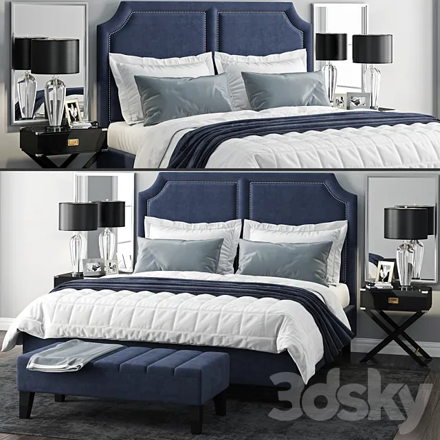 Bed Sanibel Queen Upholstered 3DS Max - thumbnail 3