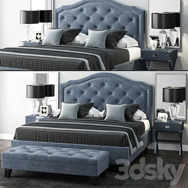 Bed LuXeo Brentwood Queen Tufted 3DS Max - thumbnail 3