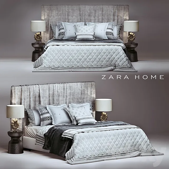 Zara Home bedroom set 3DS Max - thumbnail 3