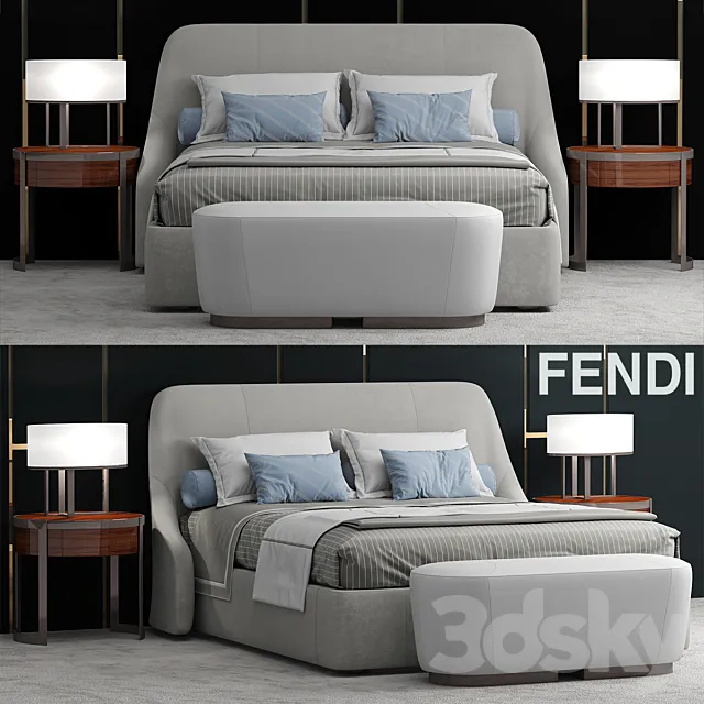 Furniture – Bed 3D Models – Bed Fendi Casa Audrey Bed