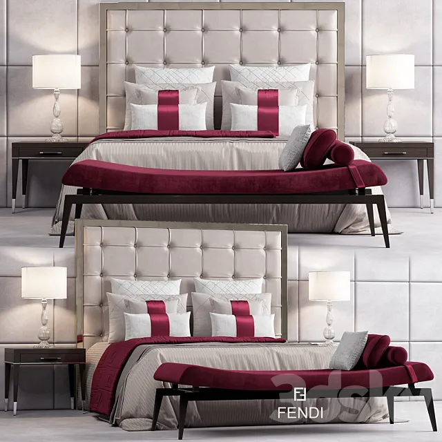 Furniture – Bed 3D Models – Bed FENDI CASA SAVILE 3D model
