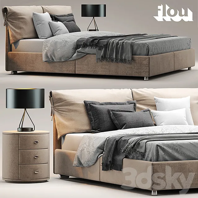 Furniture – Bed 3D Models – Bed flou Letto Nathalie