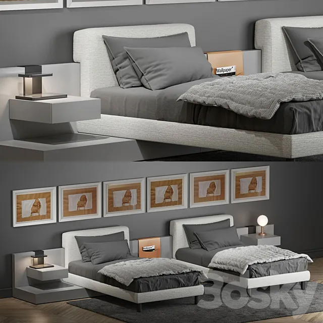Furniture – Bed 3D Models – Bed Meridiani Cliff 2 (Andrea Parisio design)