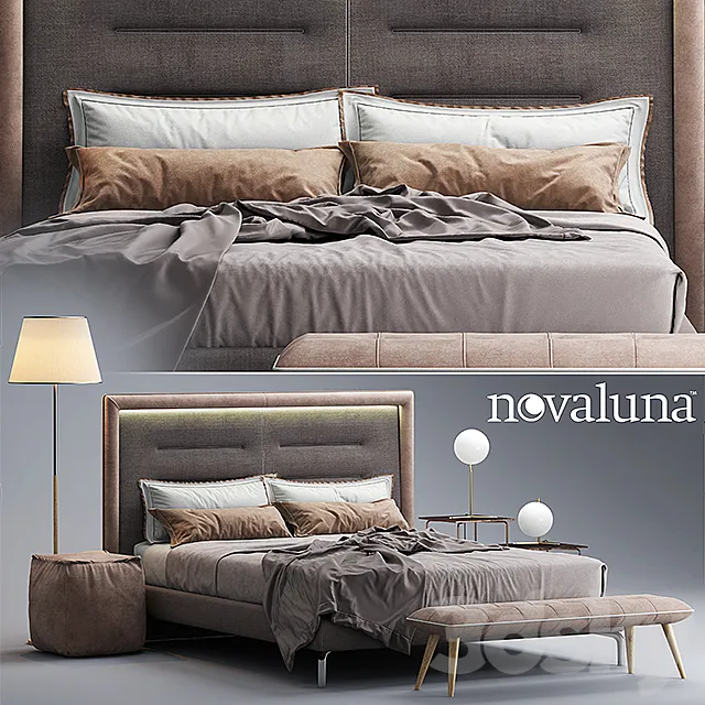 Furniture – Bed 3D Models – Bed Novaluna QUEEN Fabric Bed