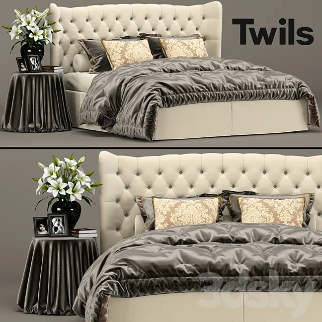 Furniture – Bed 3D Models – Bed Tommy Capitonne; Twils
