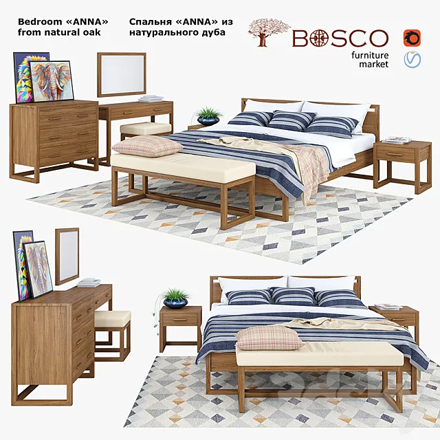 Furniture – Bed 3D Models – Bedroom Anna