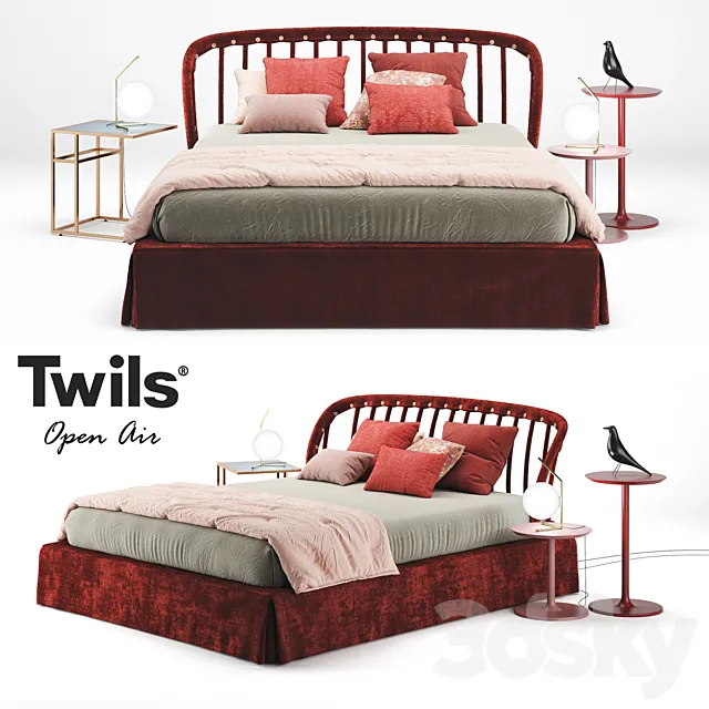 Furniture – Bed 3D Models – Bedroom set Twils Open Air con gonna 1