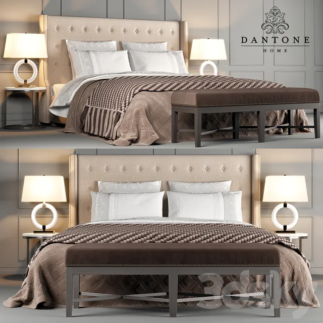 Furniture – Bed 3D Models – Classic bed Jarrow Buttons by Dantone Home