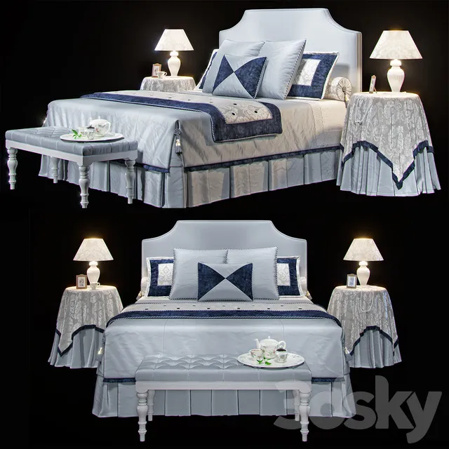Furniture – Bed 3D Models – Collection AVALON Classic Bellagio HALLEY