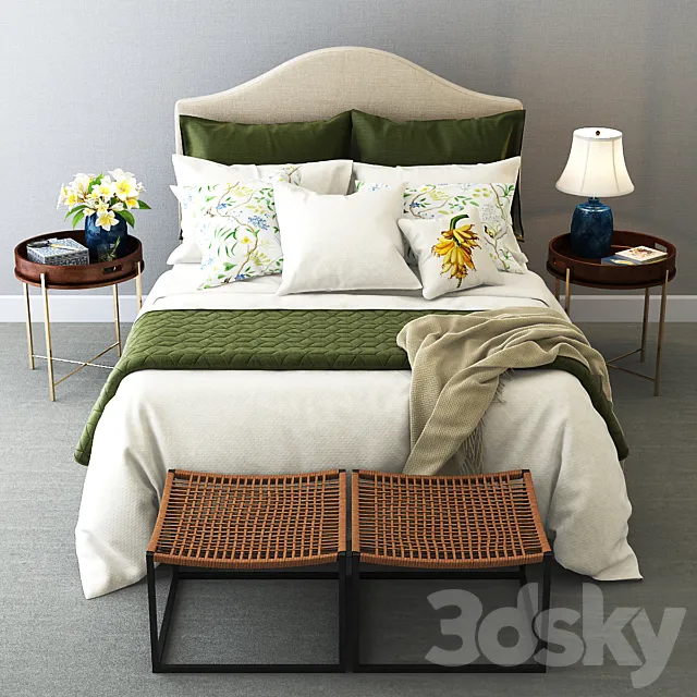 Furniture – Bed 3D Models – Colonial Style Bedroom Set 3D Model