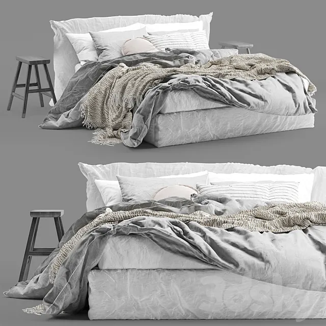 Furniture – Bed 3D Models – Hale Mercantile Co flax linen bed