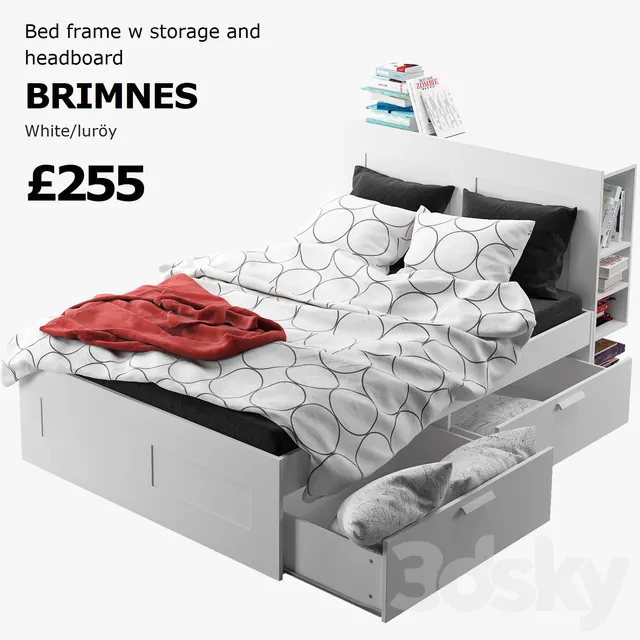 Furniture – Bed 3D Models – IKEA BRIMNES BED