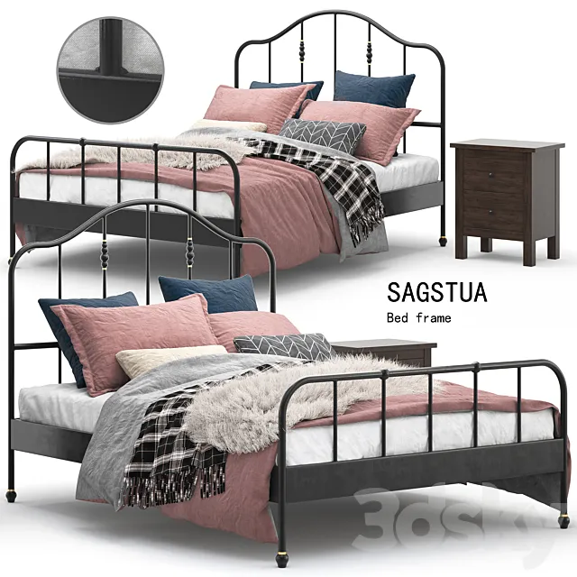 Furniture – Bed 3D Models – IKEA SAGSTUA Bed